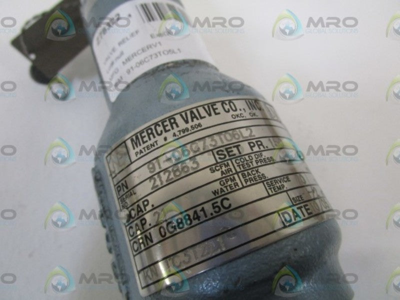 MERCER RELIEF VALVE 91-06C73T06L2 NSNP