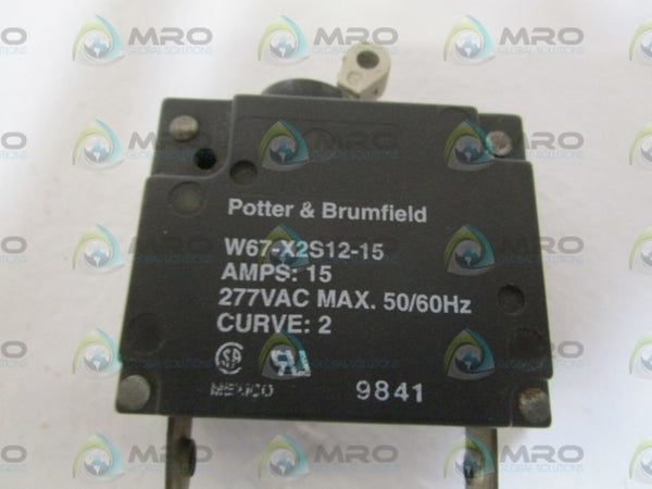 POTTER & BRUMFIELD 15AMPS CIRCUIT BREAKER SWITCH W67-X2S12-15 UNMP