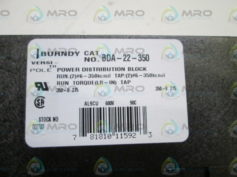 LOT OF 3 BURNDY POWER BLOCK BDA-22-350 NSMP