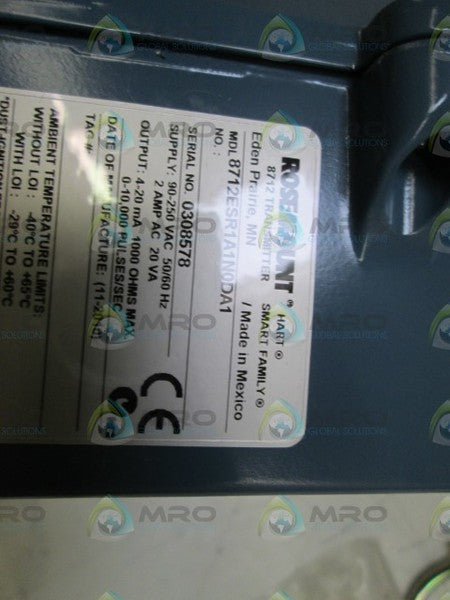 ROSEMOUNT REMOTE MAGNETIC FLOW METER 8712ESR1A1N0DA1 NSMP