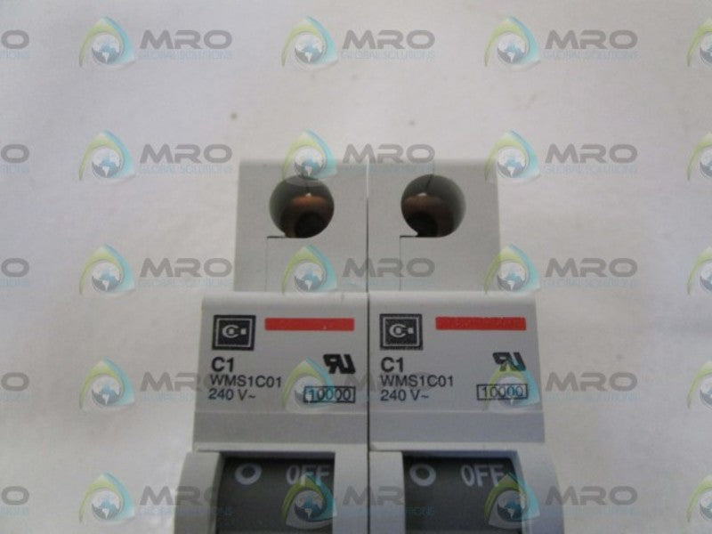 LOT OF 2 CUTLER HAMMER 240V CIRCUIT BREAKER C1 WMS1C01 NSNP