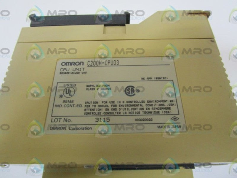 OMRON POWER SUPPLY W/MEMORY UNIT C200H-MP831 W/C200H-CPU03 UNMP