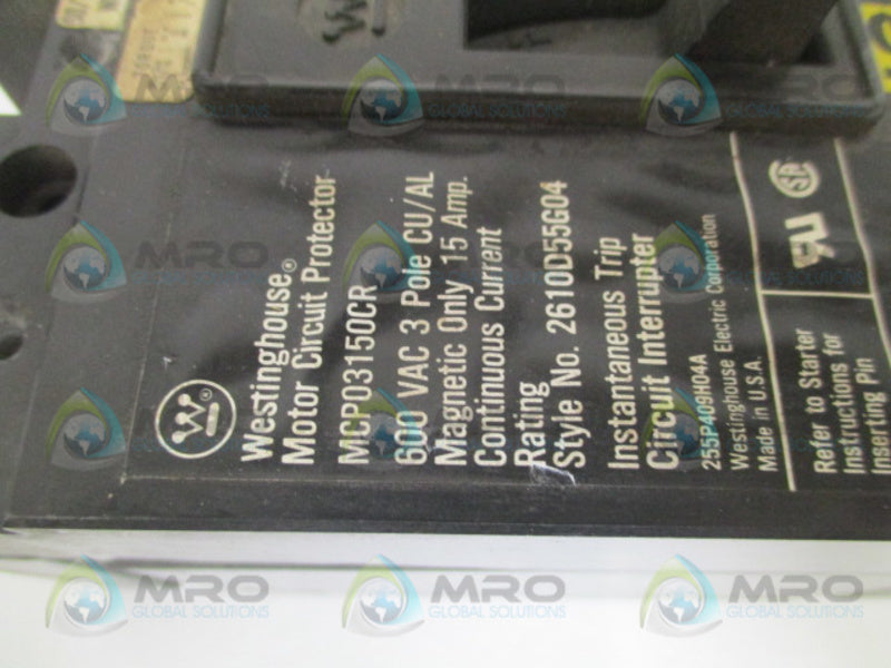 WESTINGHOUSE MCP03150CR CIRCUIT BREAKER 15A UNMP