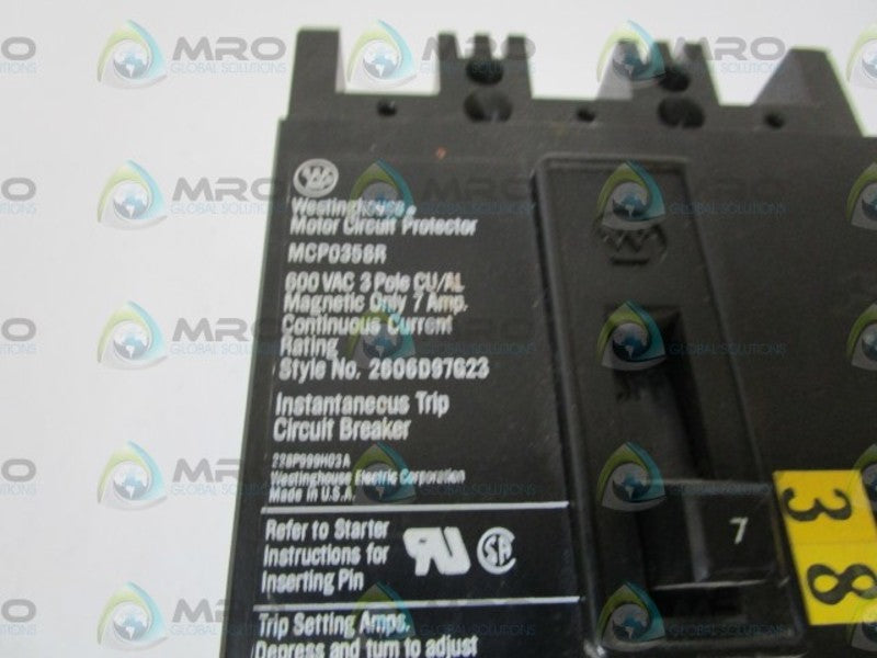 WESTINGHOUSE MCP0358R W/ EL3007R (CURRENT LIMITER CRACKED AS PIC) UNMP