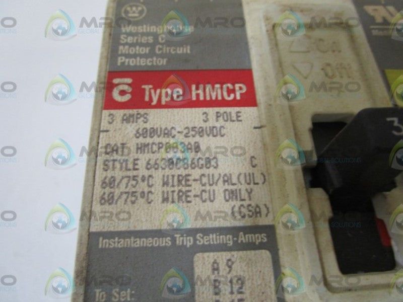 WESTINGHOUSE HMCP003A0 W/ ELC3003R (CURRENT LIMITER CRACKED AS PIC) UNMP