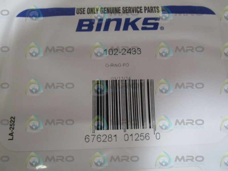 LOT OF 10 BINKS O-RING PO 102-2433 NSMP
