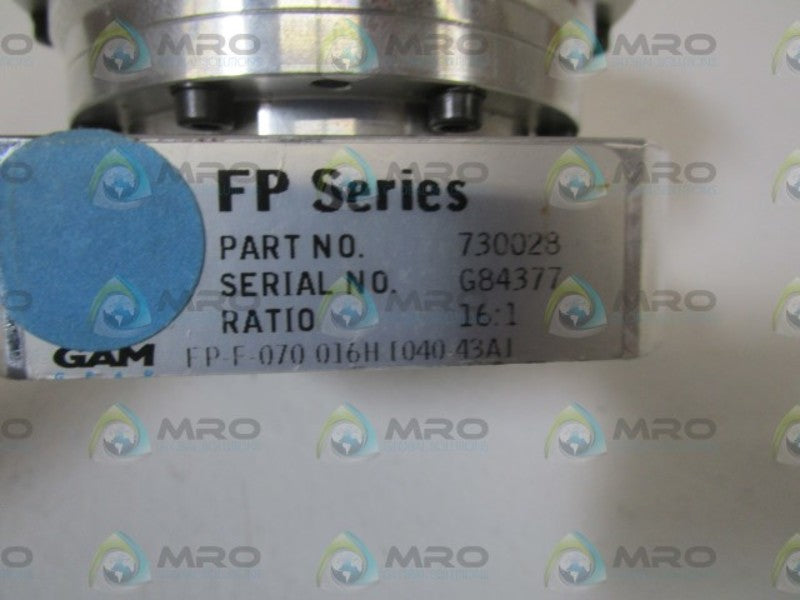 GAM GEAR SERVO GEAR REDUCER 730028 UNMP