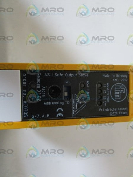 IFM EFECTOR AC030S AS-I SAW SAFE ACTIVE OUTPUT MODULE NSNP