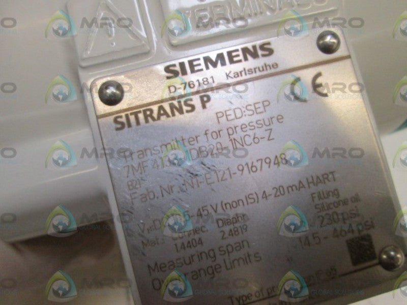 SIEMENS TRANSMITTER 7MF4133-1DB20-1NC6-Z NSNP
