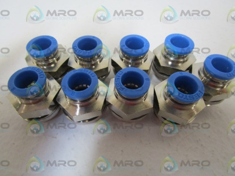 LOT OF 9 FESTO FITTING PUSH-IN MALE THREAD W/EXTERNAL HEX 186100 NSNP