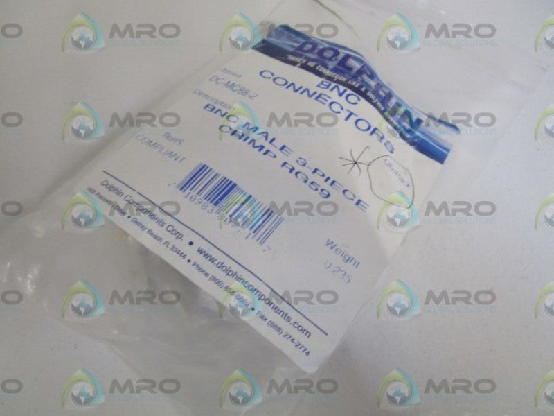 LOT OF 10 DOLPHIN MALE 3-PIECE CRIMP CONNECTOR DC-MC88-2 NSNP IN BAG