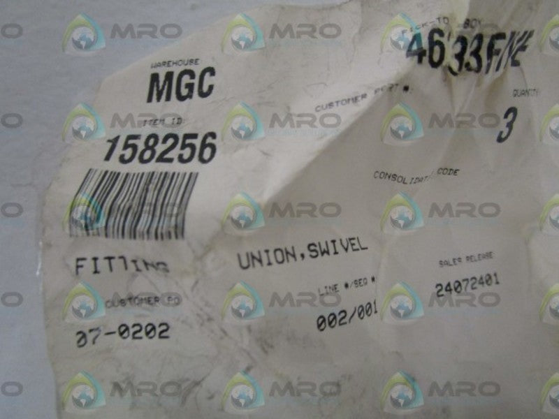 LOT OF 2 UNION SWIVEL FITTING 158256 NSNP