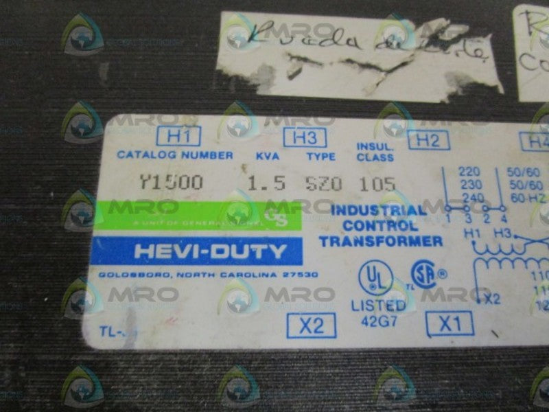 HEVI-DUTY TRANSFORMER Y1500  UNMP