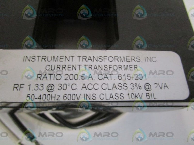 INSTRUMENT TRANSFORMERS, INC. CURRENT TRANSFORMER 615-201 NSMP