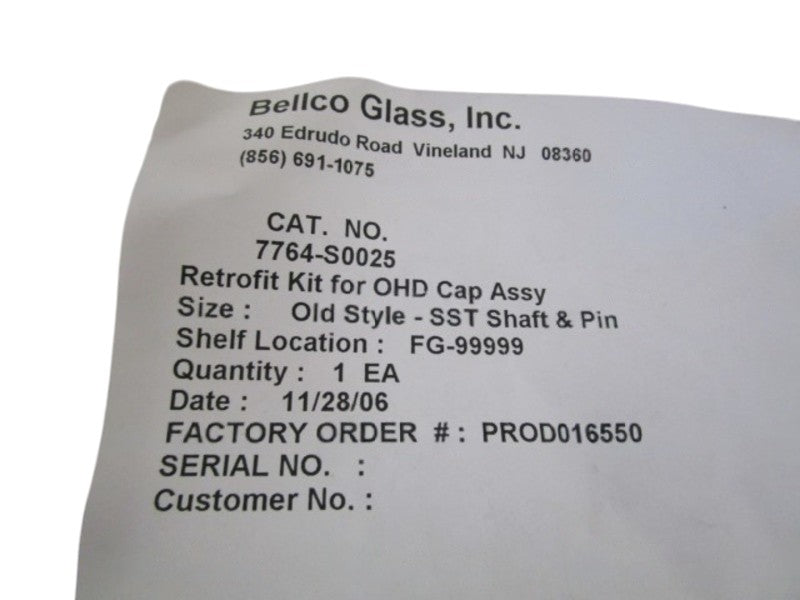 BELLCO GLASS, INC. RETROFIT KIT 7764-S0025  NSNP IN BAG