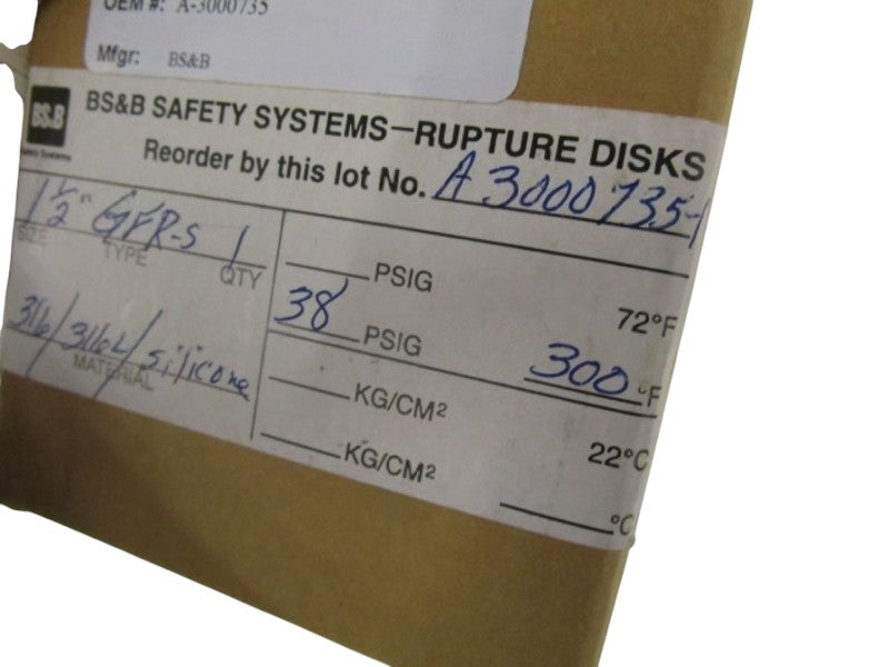 BS&B TYPE: GFR-S A3000735-1 RUPTURE DISC 1-1/2"  NSMP