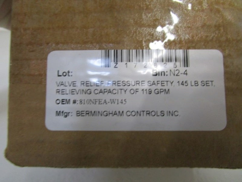 BERMINGHAM CONTROLS, INC. RELIEF VALVE 810NFEA-W145  NSMP