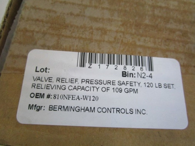BERMINGHAM CONTROLS, INC. RELIEF VALVE 810NFEA-W120  NSMP