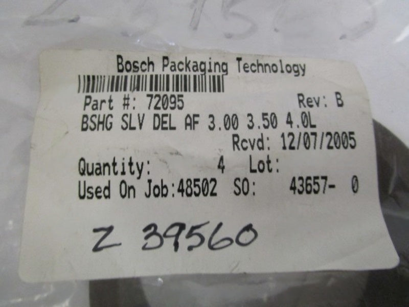 LOT OF 4 BOSCH PACKAGING TECHNO. BUSHING SLEEVE 72095 NSNP IN BAG