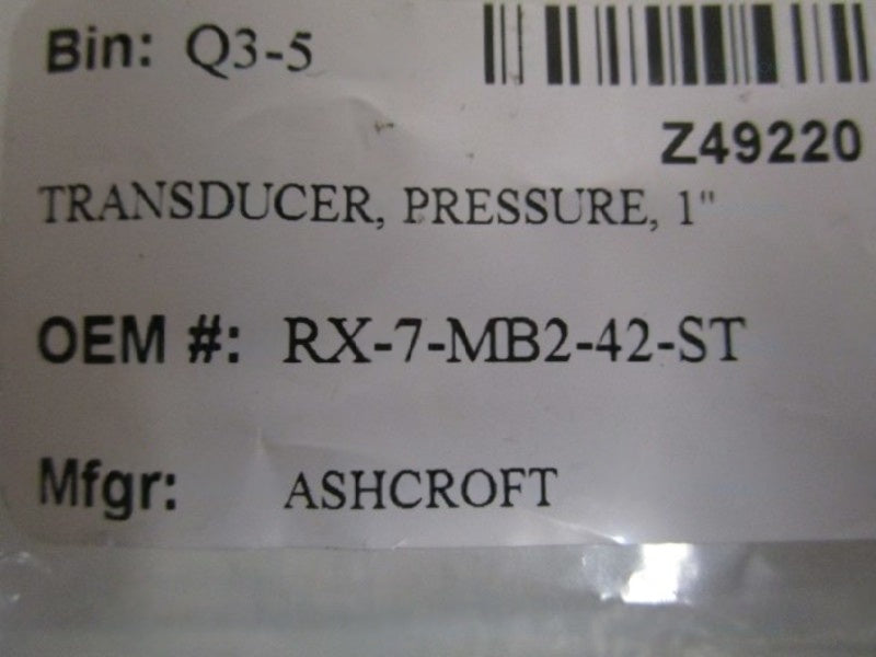 ASHCROFT RXLdp RX-7-MB2-42-ST PRESSURE TRANSMITTER  UNMP