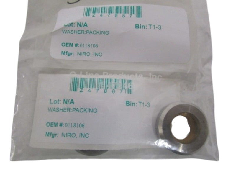 NIRO INC. WASHER: PACKING 0118106 (PKG OF 2)  NSMP