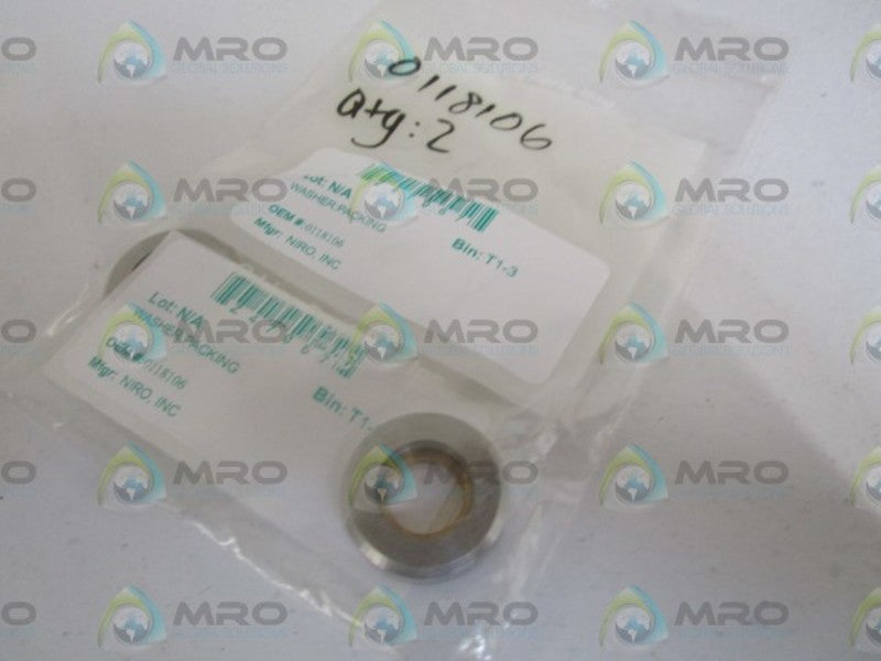 NIRO INC. WASHER: PACKING 0118106 (PKG OF 2)  NSMP