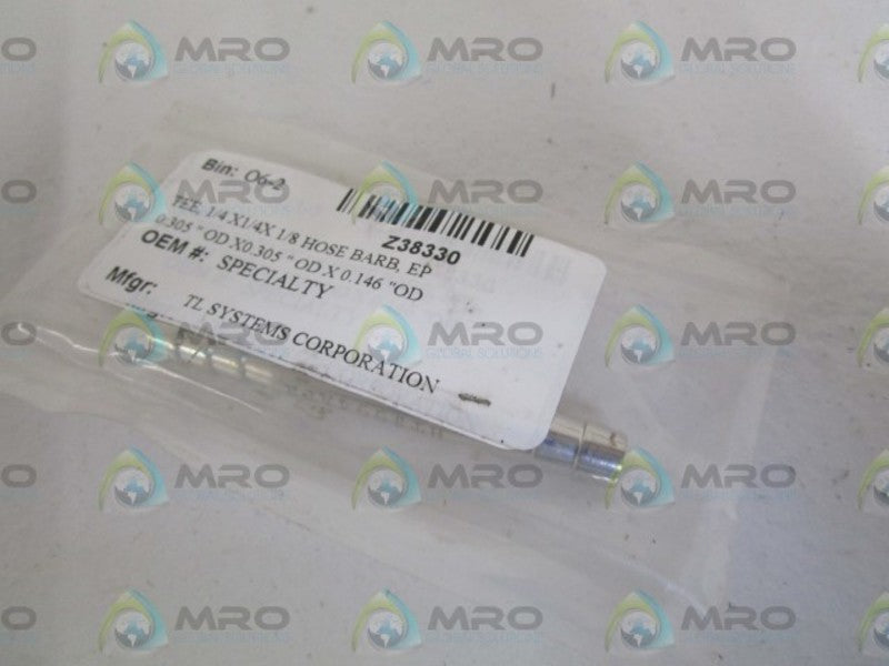 TL SYSTEMS CORP. 1/4X1/4X1/8 HOSE BARB TEE 994AHT NSNP IN BAG