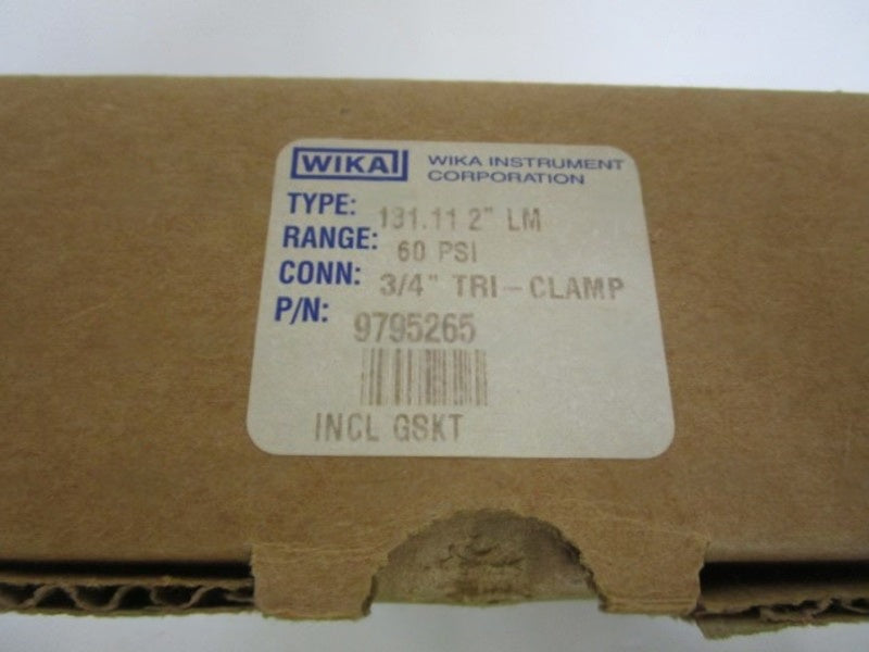 WIKA 131.11 2" LM 60PSI 3/4" TRI-CLAMP 9795265 NSMP
