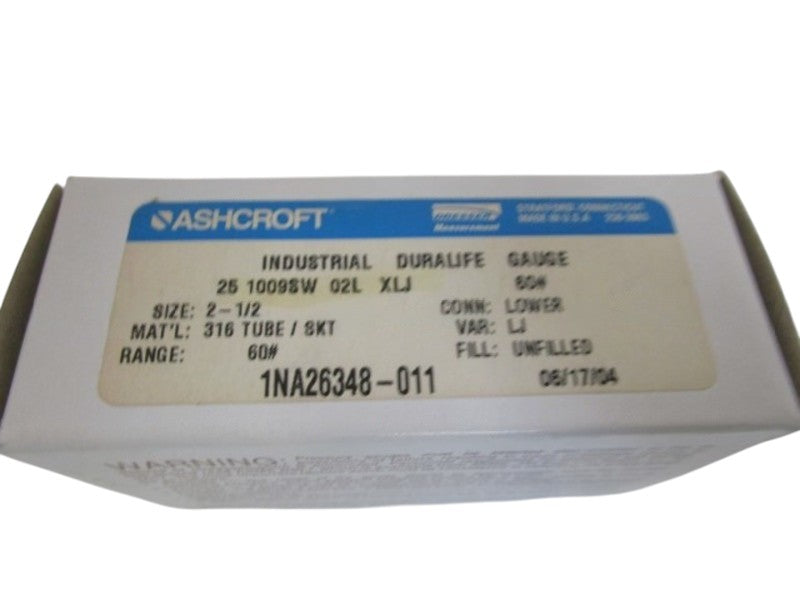 ASHCROFT 251009SW02LXLJ-60# PRESSURE GAUGE 0-60 PSI  NSMP