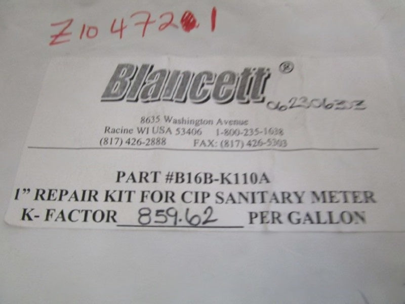 BLANCETT 1" REPAIR KIT B16B-K110A  NSNP