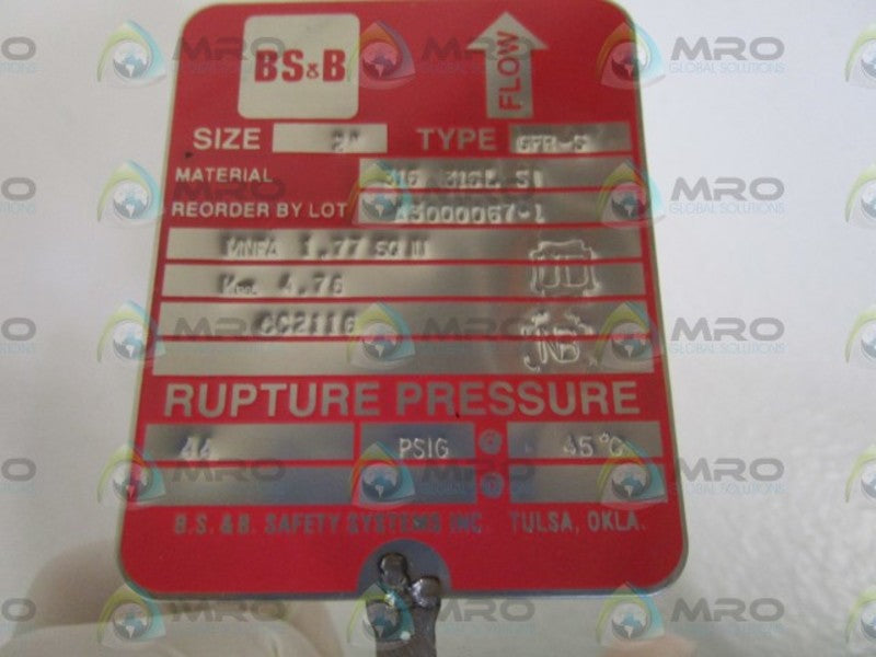 BS&B TYPE: GFR-S A3000067-1 RUPTURE DISC 2"  NSMP