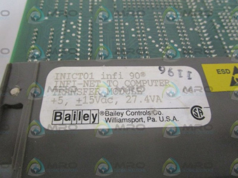 BAILEY INFI-NET TO COMPUTER TRANSFER MODULE INICT01  UNMP