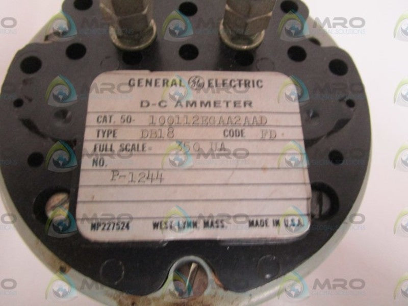 GENERAL ELECTRIC D-C AMMETER 50-100112EGAA2AAD (AS PICTURED)  UNMP