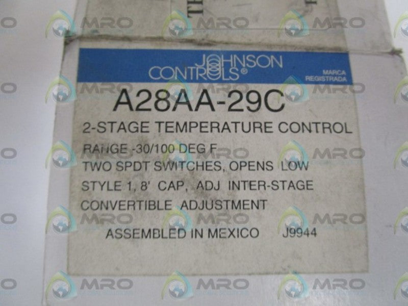 JOHNSON CONTROLS 2-STAGE TEMPERATURE CONTROL A28AA-29C NSMP