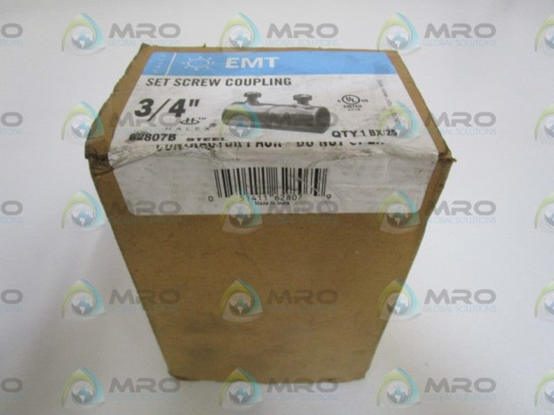 LOT OF 25 HALEX EMT SET SCREW COUPLING 3/4" 62807B NSFS