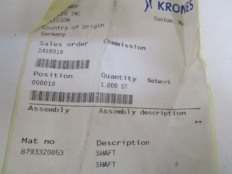 KRONES SHAFT 8793320053 NSNP