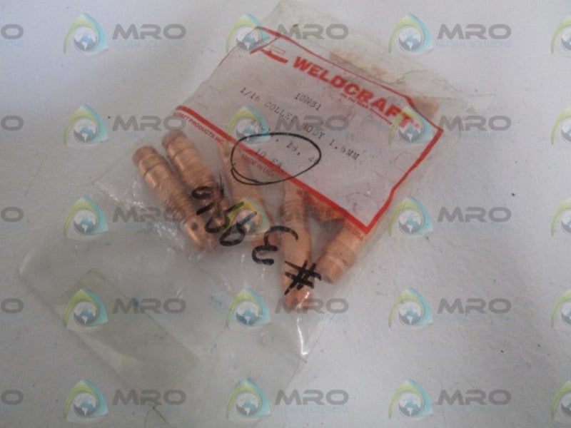 LOT OF 10 WELDCRAFT 1/16 COLLET BODY 1.6MM 10N31 NSMP