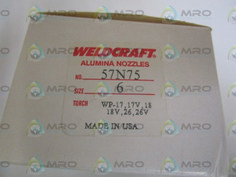 LOT OF 6 WELDCRAFT ALUMINA NOZZLES SIZE:6 57N75 NSMP