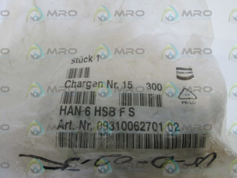 LOT OF 2 HARTING HAN6HSBFS CONNECTOR NSMP