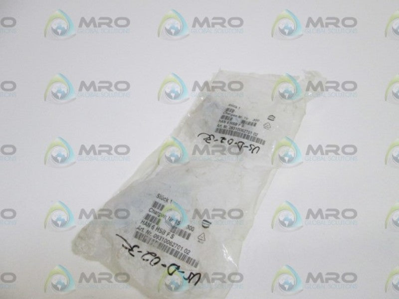 LOT OF 2 HARTING HAN6HSBFS CONNECTOR NSMP