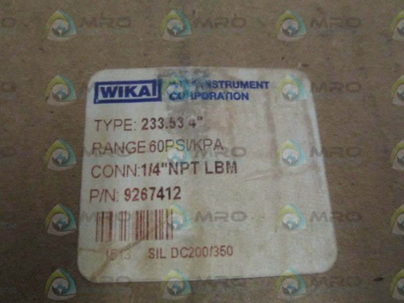 WIKA 233.53 4" 60PSI 1/4"NPT GAUGE 9267412 NSMP