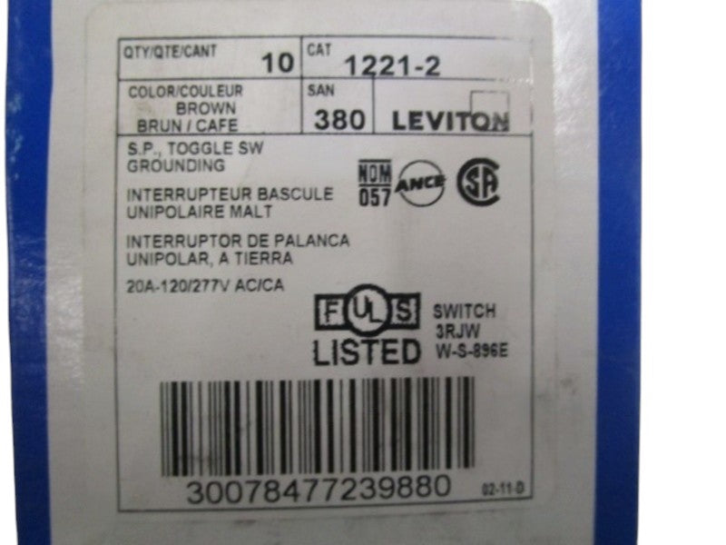 LOT OF 7 LEVITON SINGLE POLE TOGGLE SWITCH 1221-2 NSMP