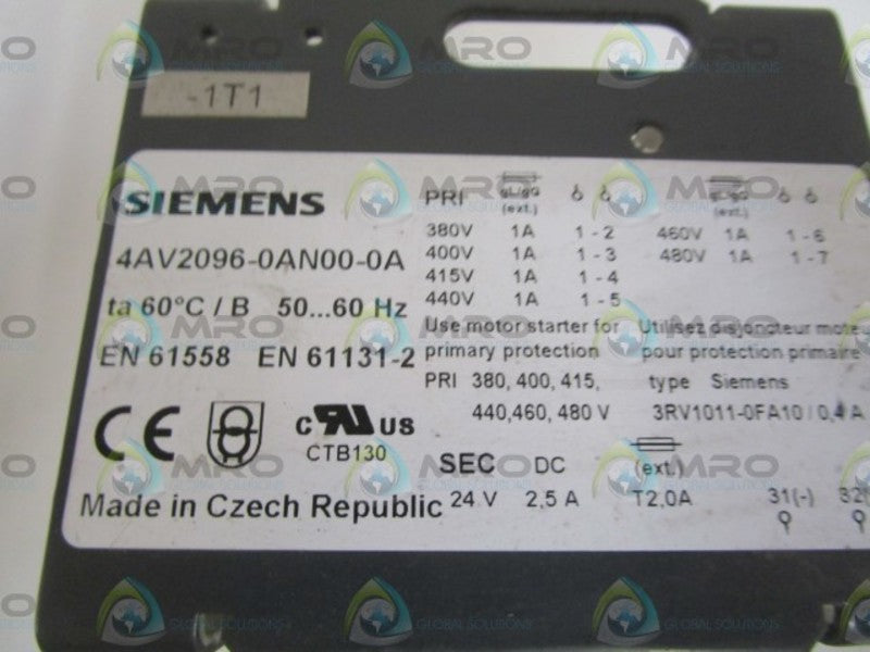 SIEMENS POWER SUPPLY 4AV2096-0AN00-0A UNMP