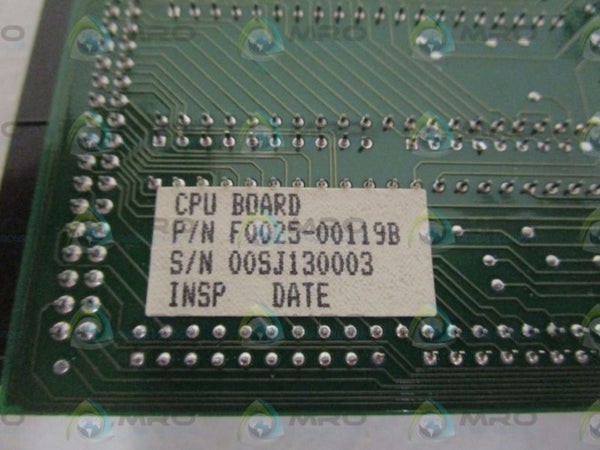 XYZ ELECTRONICS CPU BOARD F0025-00119B UNMP