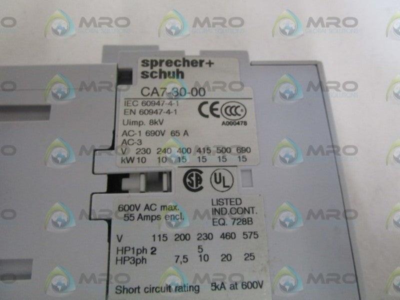 SPRECHER+SCHUH 200/240V CONTACTOR CA7-30-10-220W NSMP