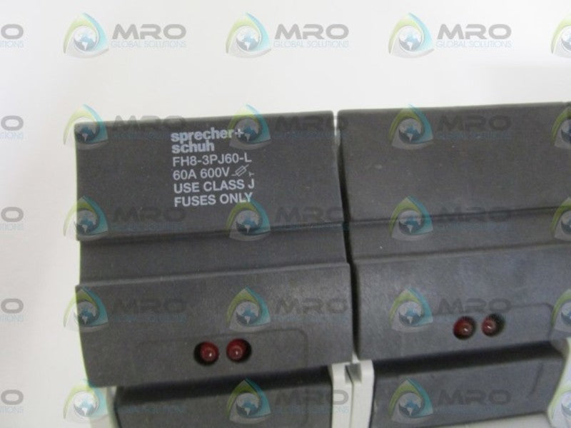 LOT OF 2 SPRECHER+SCHUH FUSE HOLDER FH8-3PJ60-L SER. B NSMP