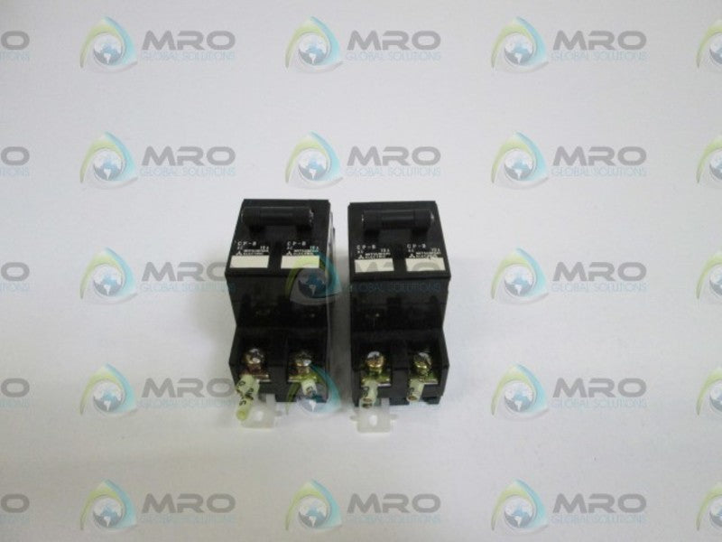 LOT OF 2 MITSUBISHI CIRCUIT PROTECTOR 2P 10AMP CP-B UNMP