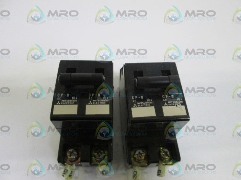 LOT OF 2 MITSUBISHI CIRCUIT PROTECTOR 2P 10AMP CP-B UNMP