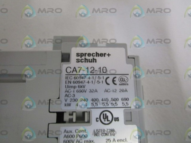 SPRECHER+SCHUH CA7-12-10-220W CONTACTOR 200-220V/208-240V NSMP