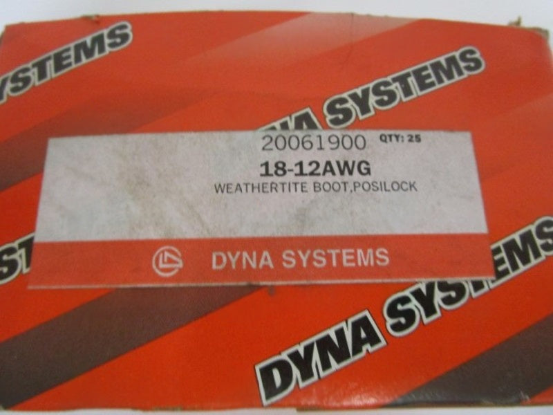 LOT OF 25 DYNA SYSTEMS WEATHERTITE BOOT, POSILOCK 18-12AWG NSMP